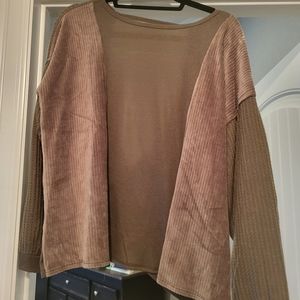 Womens long sleeve sweater in velvet material